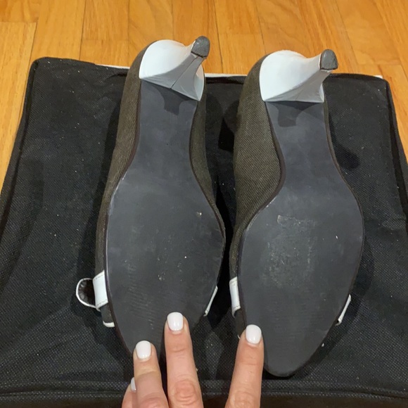 Brown and White Peep Toe Heels - Picture 4 of 9